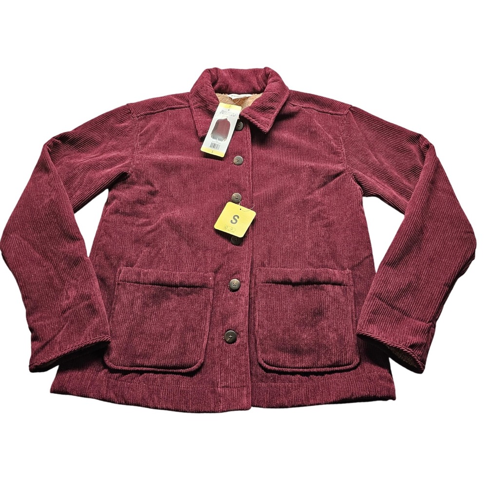 Boston Traders Corduroy Sherpa Lined Jacket Womens Small Red Shacket 1899030